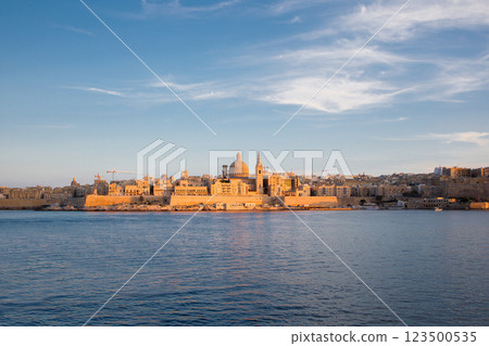 Valletta city the capital of Malta during the sunset 123500535