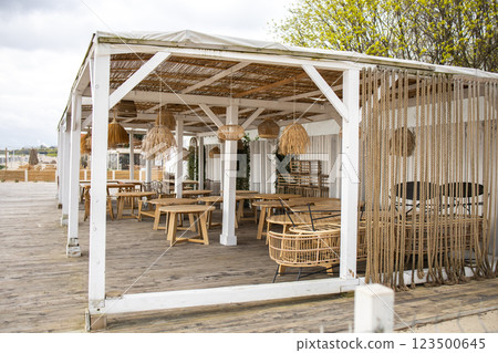 Beach boho cafe in Sopot, Poland 123500645