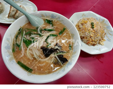 Enjoyed at a local Chinese restaurant... Delicious "Miso Ramen and Half Fried Rice" 123500752