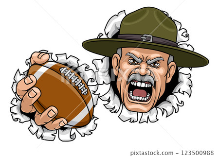 Drill Instructor Sergeant Bootcamp Football Mascot 123500988