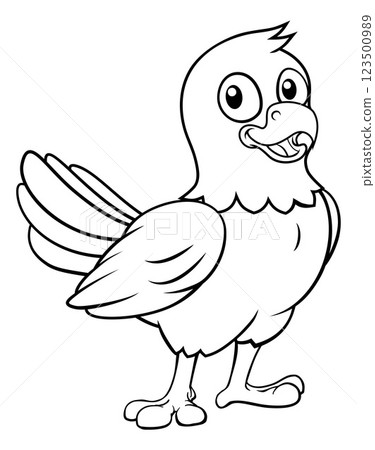 Bald Eagle Hawk Falcon Cartoon Coloring Mascot 123500989