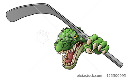 Crocodile Dinosaur Alligator Hockey Sports Mascot Crocodile Dinosaur Alligator Hockey Sports Mascot 123500995