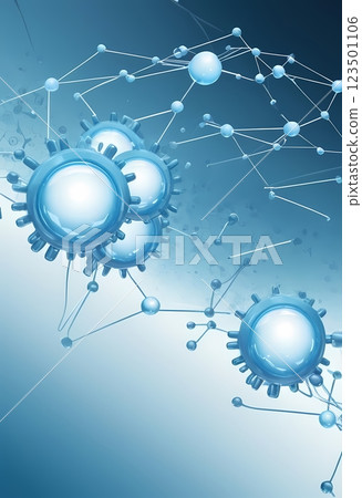 White and light blue medical abstract gradient background with molecules. web banner 123501106
