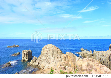 Scenery of Tojinbo, Sakai City, Fukui Prefecture Scenery of Tojinbo, Sakai City, Fukui Prefecture 123501386