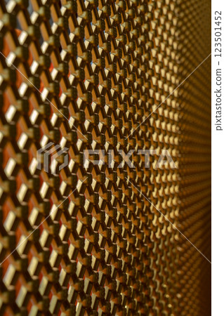 luxury Asia gold grill background with flower pattern in the cross line 123501452