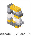 Letter B in isometric view assembled from plastic blocks. Vector 123502122