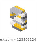 Number 9 in isometric view assembled from plastic blocks. Vector 123502124