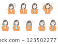Illustration set of a young woman expressing negative emotions 123502277