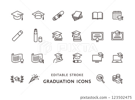 畢業圖標集(單色) 畢業圖標集(單色) 123502475
