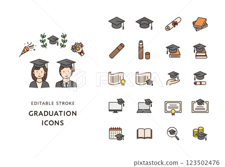 Graduation icon set (color) Graduation icon set (color) 123502476