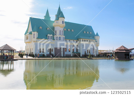 Lake and palace at the zoo 12 months near Kyiv, Ukraine Lake and palace at the zoo 12 months near Kyiv, Ukraine 123502515