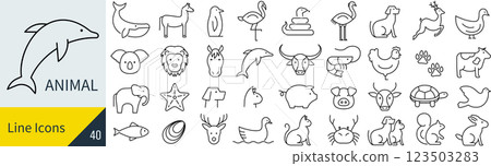Animal line icon set 123503283