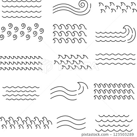 Wave line drawing illustration set Wave line drawing illustration set 123503289