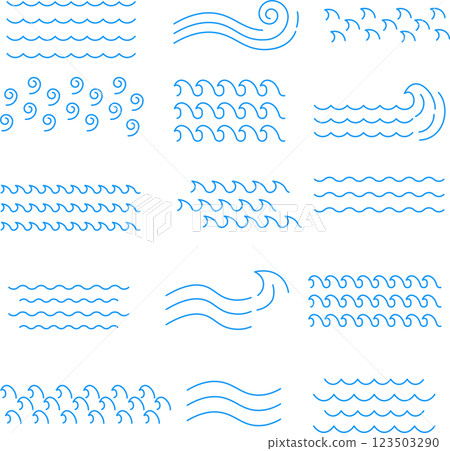 Wave line drawing illustration set (color) Wave line drawing illustration set (color) 123503290