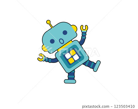 可愛的機器人角色受到驚嚇並失去平衡 123503410