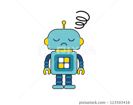 Cute robot character worried 123503416