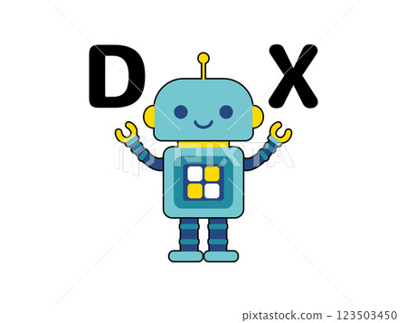 Cute robot character DX letters Cute robot character DX letters 123503450