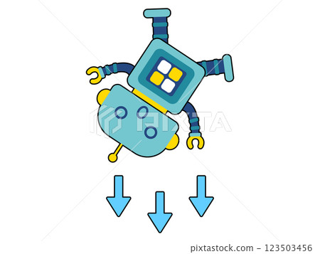 Cute robot character down arrow 123503456