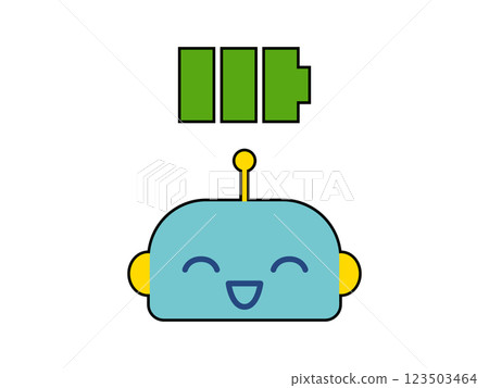 Cute robot character face fully charged Cute robot character face fully charged 123503464