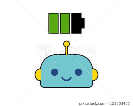 Cute robot character face charging Cute robot character face charging 123503465