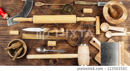 Rustic kitchen utensils. Rustic kitchen utensils. 123503581