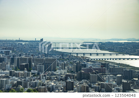 The mouth of the Yodo River and Osaka Bay from Umeda Sky Building 123504048