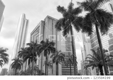 Black and white cityscape of Manila, Makati District, Philippines. Black and white cityscape of Manila, Makati District, Philippines. 123504199
