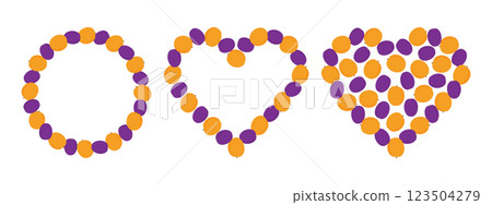 Plums and Apricots Fill and Outline heart shape and circle Copy space Template and Background Set 3 Plums and Apricots Fill and Outline heart shape and circle Copy space Template and Background Set 3 123504279