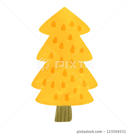 Yellow tree watercolor hand-drawn illustration 123504531