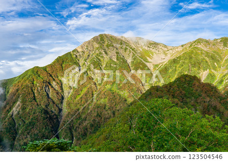 Mt. Akaishi seen from Fujimi-daira on the Okura Ridge. Climbing Mt. Akaishi in the Southern Alps Mt. Akaishi seen from Fujimi-daira on the Okura Ridge. Climbing Mt. Akaishi in the Southern Alps 123504546