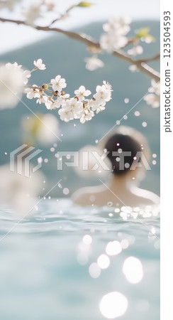 在櫻花環繞的露天溫泉中放鬆身心 123504593
