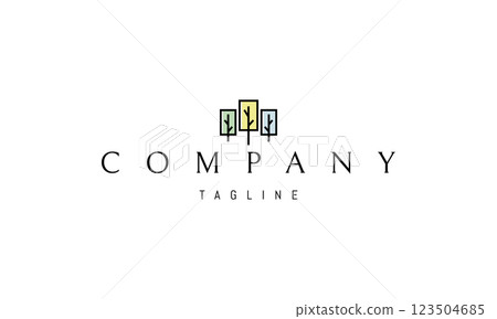Vector logo with an abstract image of three trees in pastel colors. 123504685