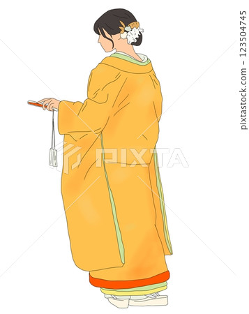 身穿彩色和服的新娘 123504745