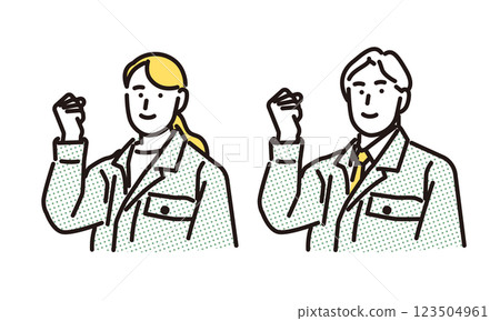 穿著工作服的積極進取的男女的簡單插圖 穿著工作服的積極進取的男女的簡單插圖 123504961