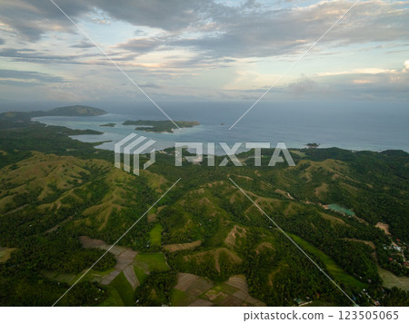 Tropical Islands with mountain valley and rainforest. Santa Fe, Tablas, Romblon. Philippines. 123505065