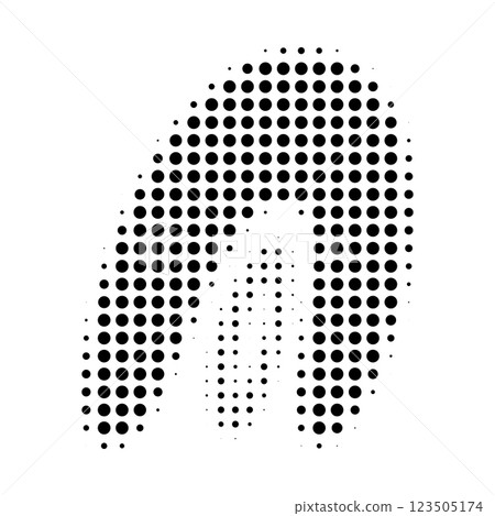 Vector abstract wavy halftone shape. Isolated pop art dotted texture 123505174