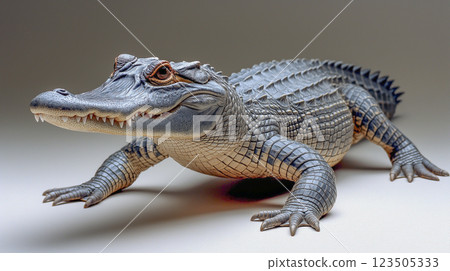 Realistic model of a crocodile showcasing detailed texture and features 123505333