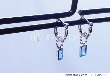 漂亮的銀藍色托帕石耳環 漂亮的銀藍色托帕石耳環 123505356