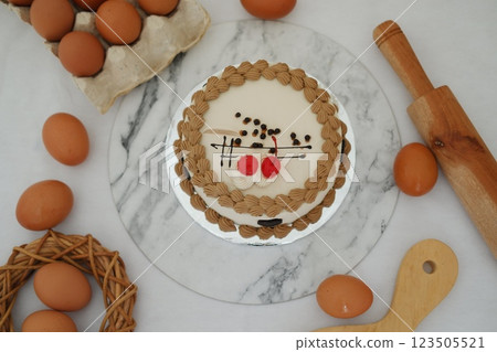 chocolate cake with cherry on the top chocolate cake with cherry on the top 123505521