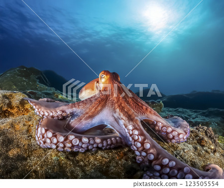 章魚在海中游泳的圖片 123505554
