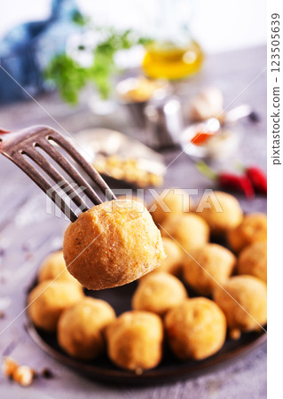 Fried falafel chicken balls with spice Fried falafel chicken balls with spice 123505639