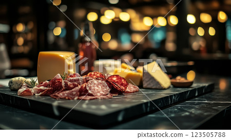 Elegant Charcuterie and Cheese Platter with Grapes Elegant Charcuterie and Cheese Platter with Grapes 123505788