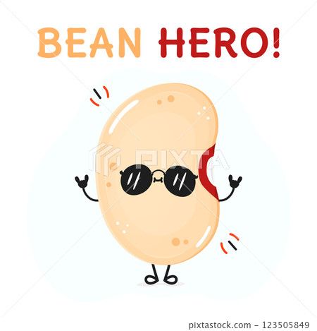 Cool Cartoon Bean Character Wearing Sunglasses and Rocking Out Vector Illustration 123505849