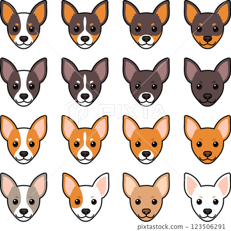 Cute cartoon Terrier dog face color markings Cute cartoon Terrier dog face color markings 123506291