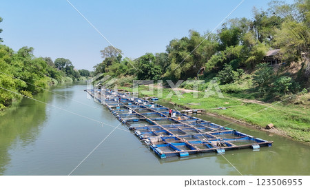 Aquaculture, Bay of Water, Blue, Business, Catch of Fish Aquaculture, Bay of Water, Blue, Business, Catch of Fish 123506955