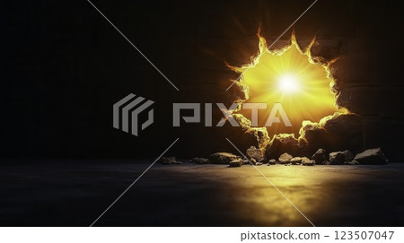 Bright Light Breaking Through a Wall Creating an Atmosphere of Hope Bright Light Breaking Through a Wall Creating an Atmosphere of Hope 123507047