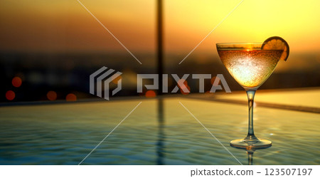 Poolside glowing cocktail drink 123507197