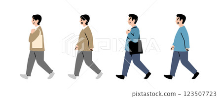肥胖男女行走場景插圖集 肥胖男女行走場景插圖集 123507723