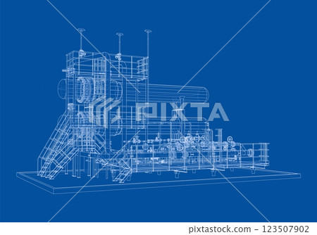 Petroleum heater exchanger. Vector rendering of 3d Petroleum heater exchanger. Vector rendering of 3d 123507902