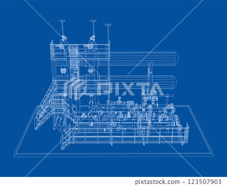 Petroleum heater exchanger. Vector rendering of 3d Petroleum heater exchanger. Vector rendering of 3d 123507903